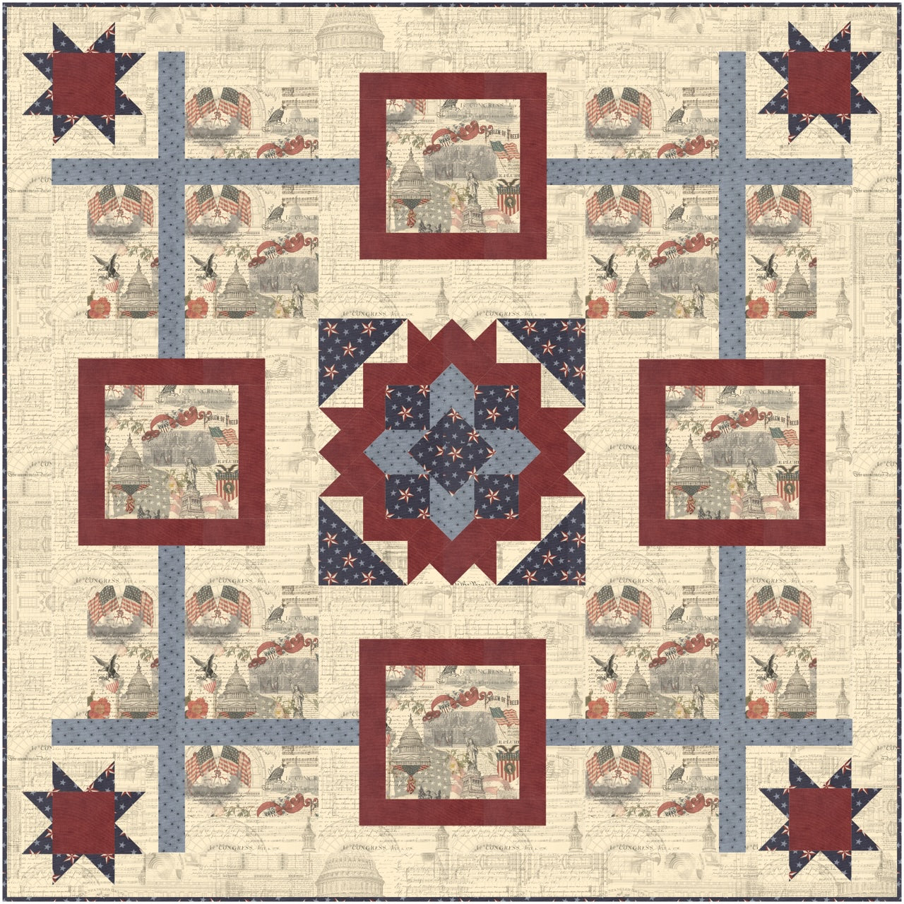 Garden Charm Kit, 52" x 52", Pattern & Binding Included