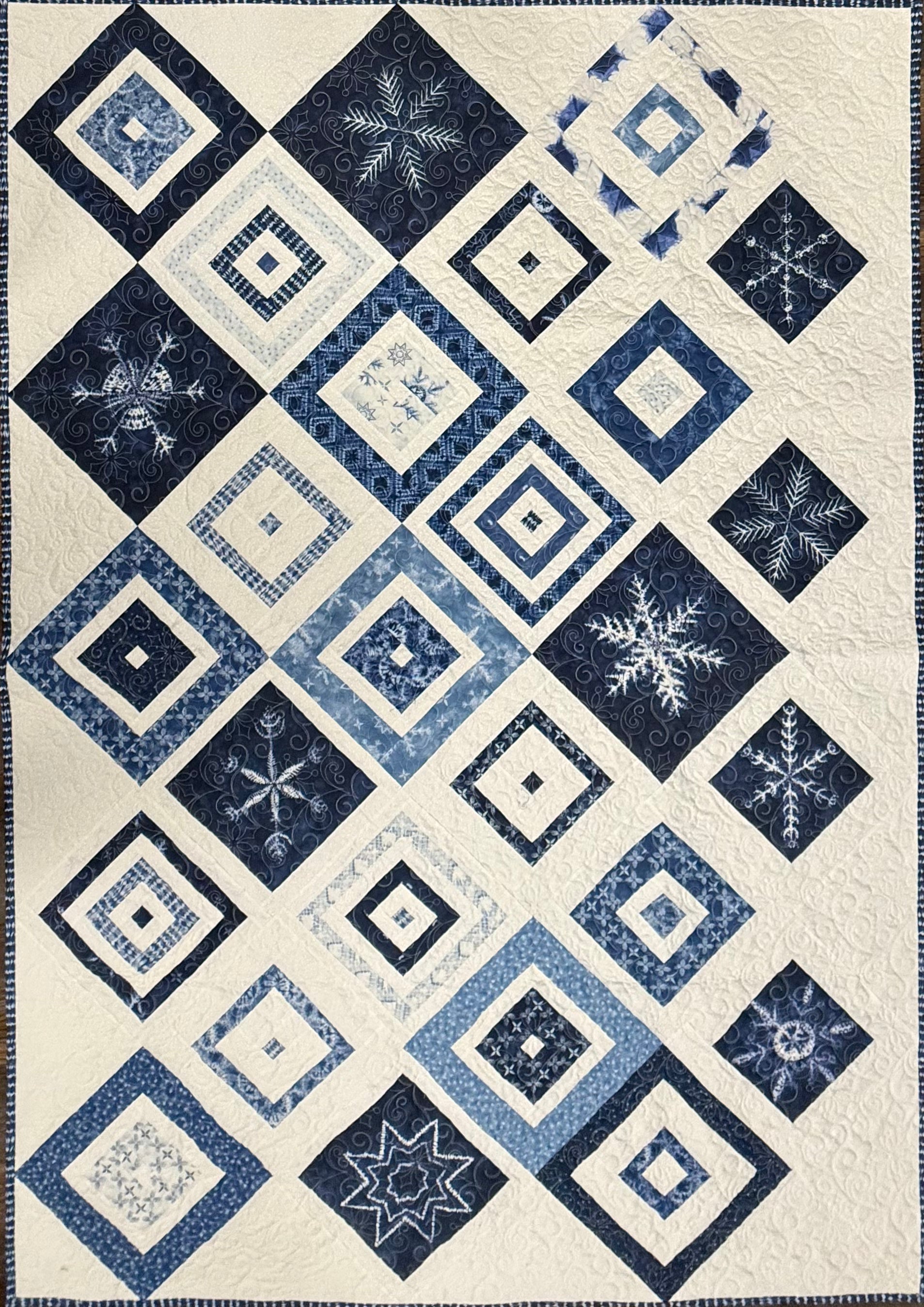 Indigo Ice Kit, 55 x 78, Pattern & Binding Included