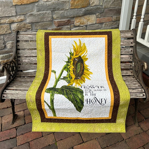 Honey Bees & Flowers Panel Quilt, 36x54, Pattern & Binding Included