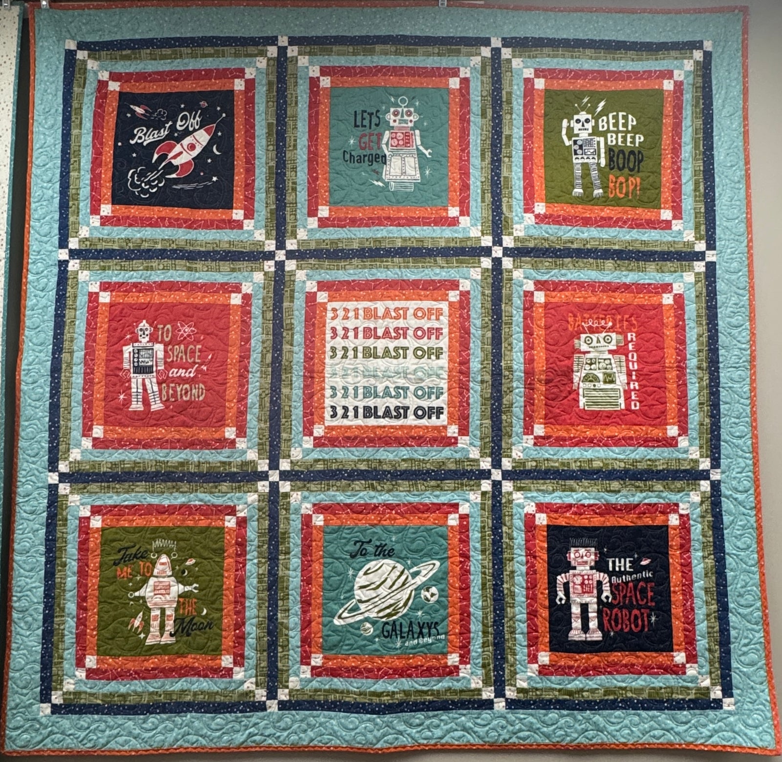 Robots in Space Kit, 67x67, Pattern & Binding Included