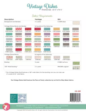 Vintage Dishes Quilt Pattern