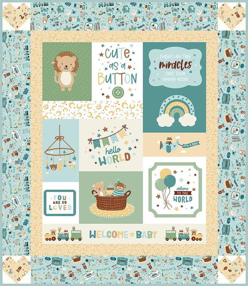 Baby Boy Cute as a Button Panel Quilt Kit