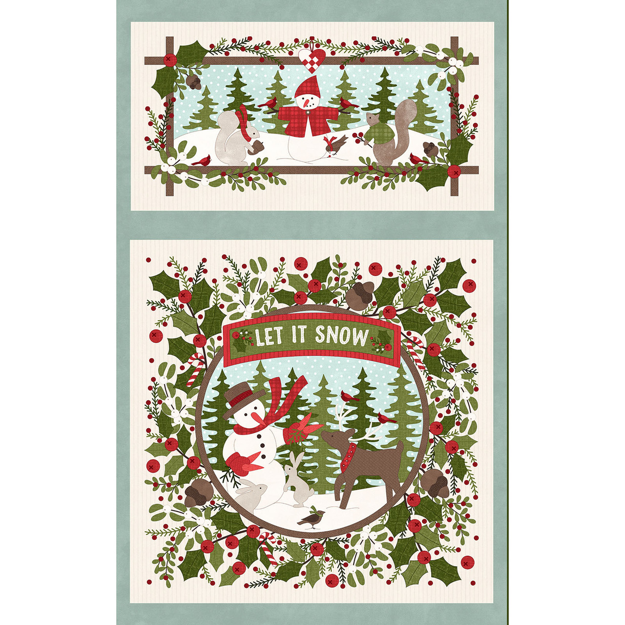 Snowtop Mountain Flannel Panel - 27" - Cream