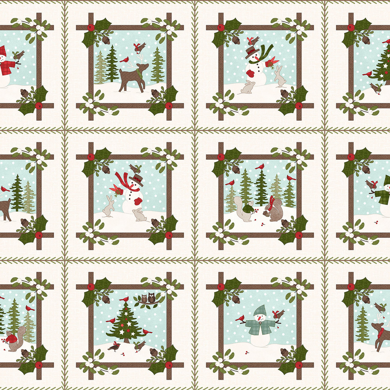 Snowtop Mountain Flannel Frames - Cream
