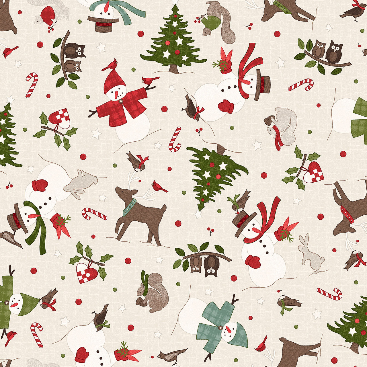 Snowtop Mountain Flannel Christmas Toss - Cream