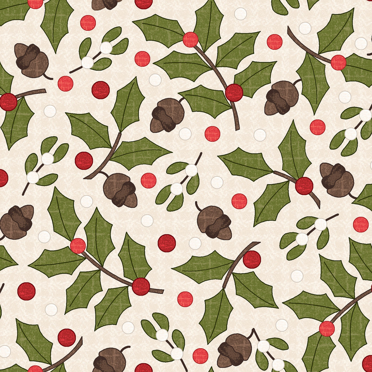 Snowtop Mountain Flannel Greenery - Cream