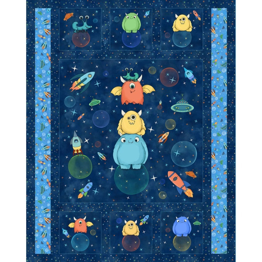 Space Monsters Panel - Minky 48" x 60"
