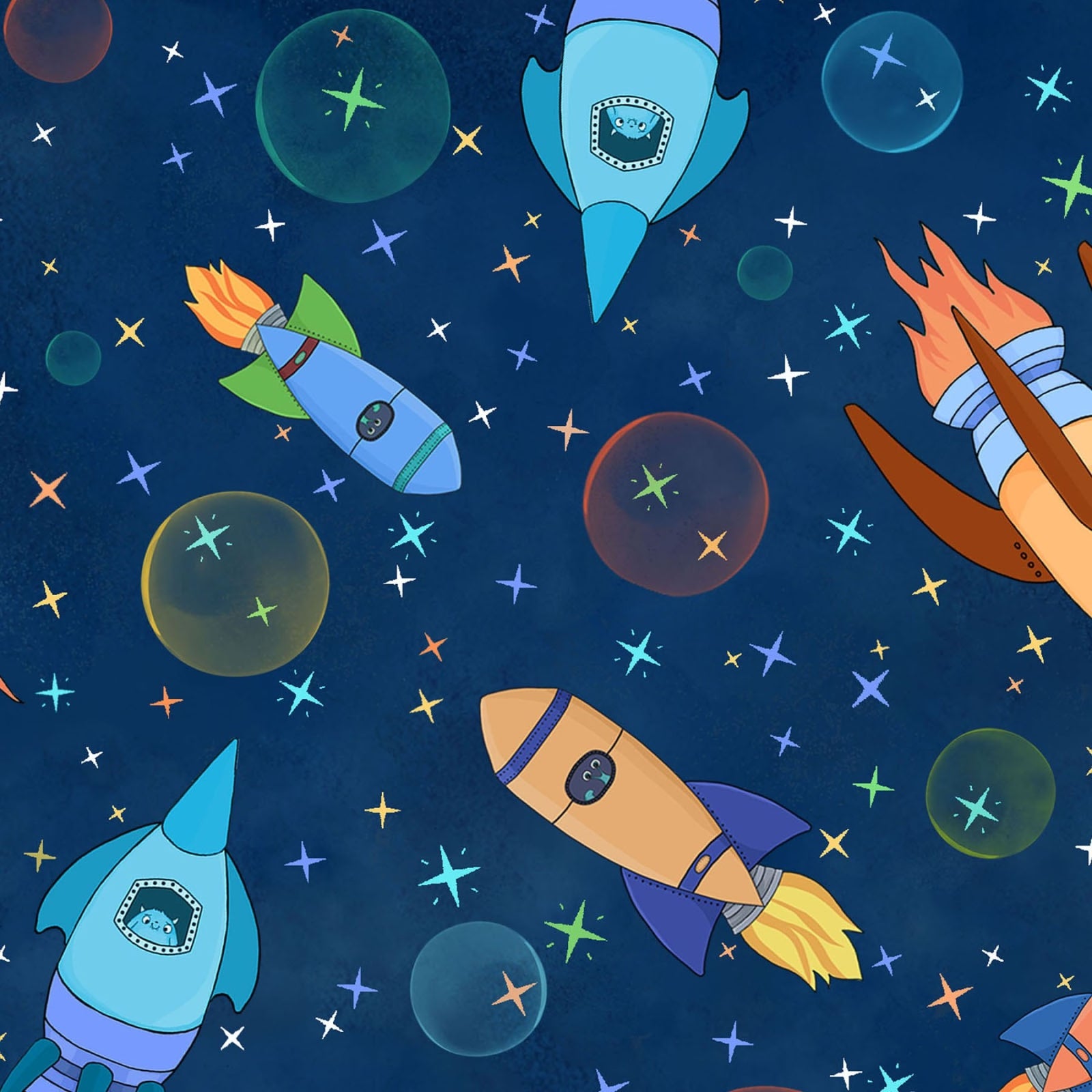 Rush Hour Spaceships - Minky 60"