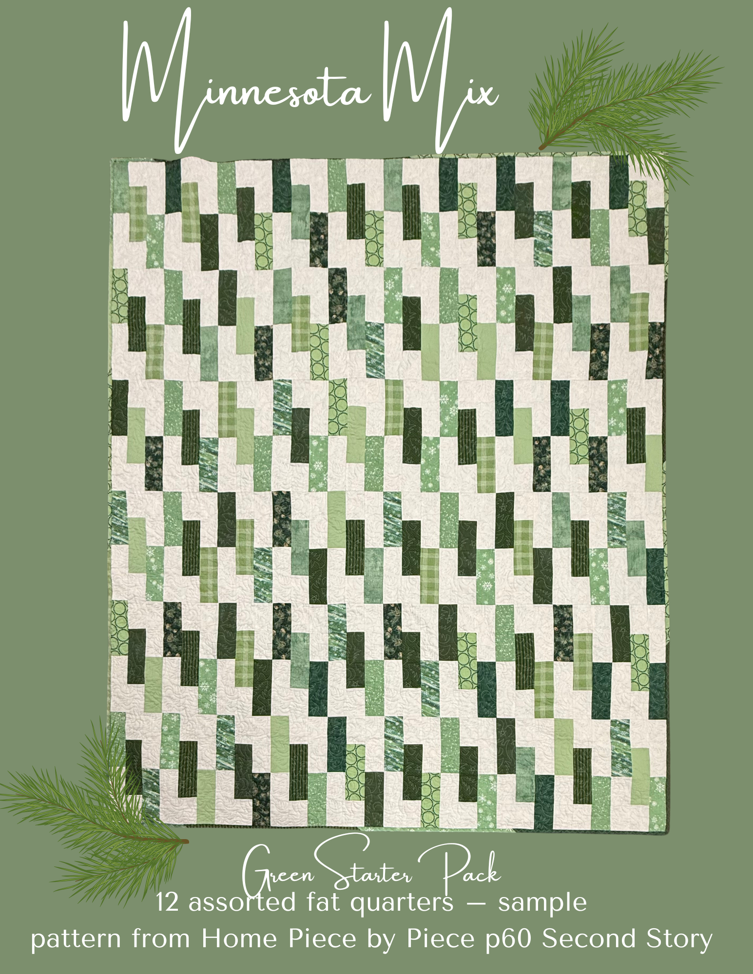 Quilt MN 26 GREENS 12 Fat Quarter Starter Kit
