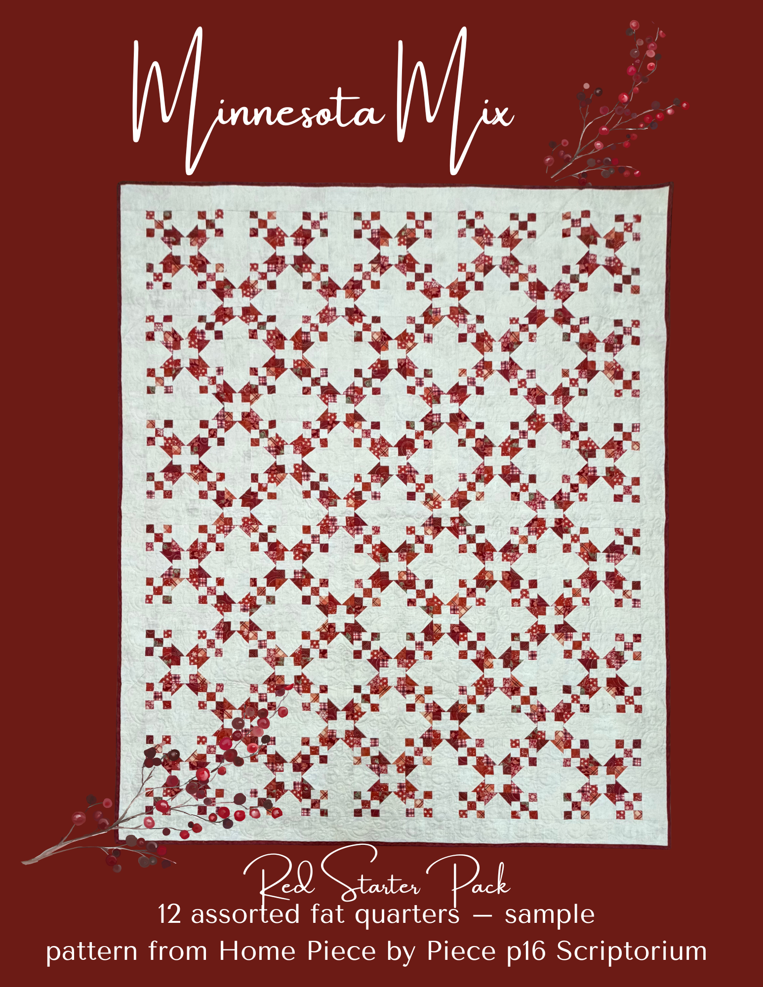 Quilt MN 26 REDS 12 Fat Quarter Starter Kit