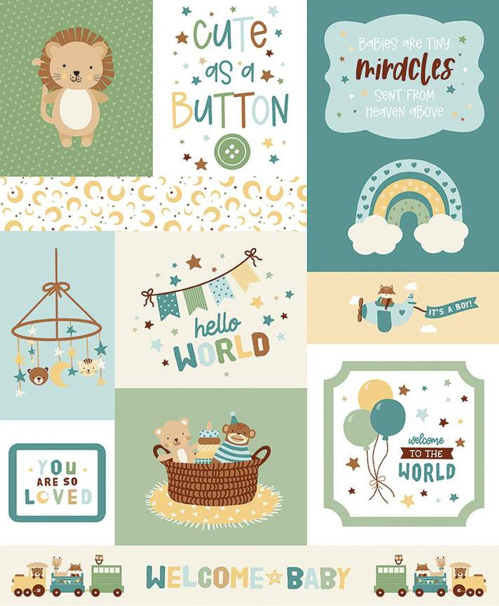 Baby Boy Cute as a Button Panel 35.5x43
