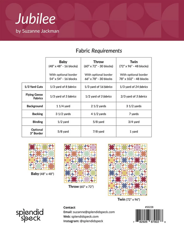 Splendid Speck Jubilee Quilt Pattern - Pine Needles Quilt & Sew