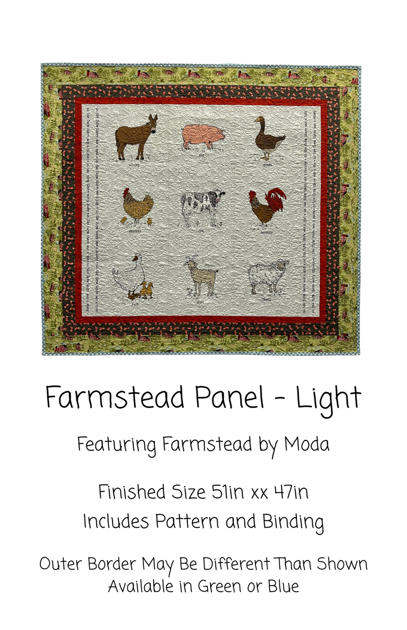 Farmstead Light Panel Kit #1, Green Border, 51x47, Pattern & Binding Included