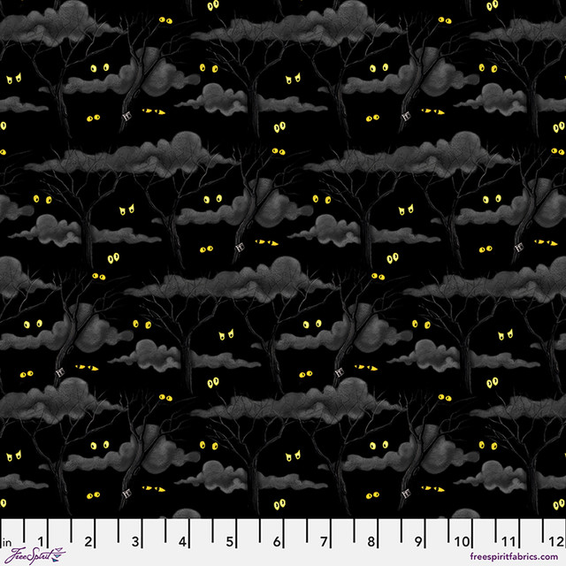 Moonlit Mischief Eerie Night Forest - Black
