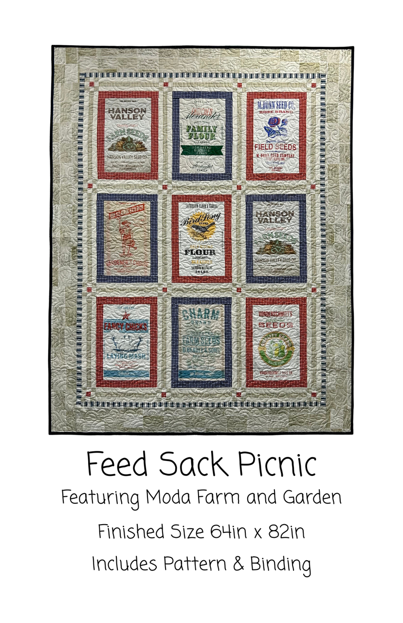 Feed Sack Picnic Kit, 64x82, Pattern & Binding Included