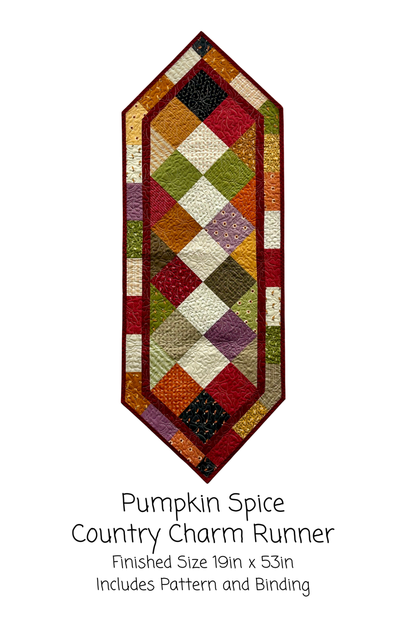 Pumpkin Spice Country Charm Runner Kit, 19x53, Pattern & Binding Included