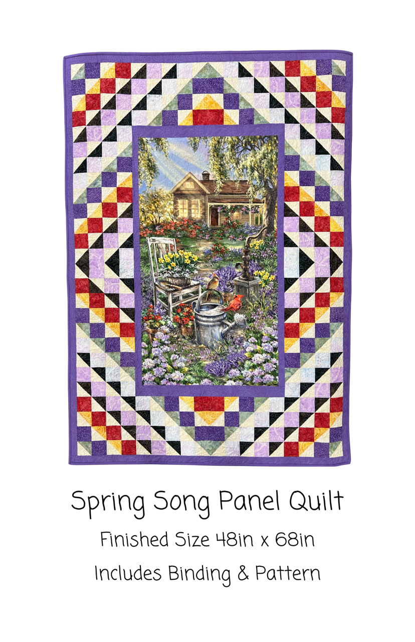 Spring Song Panel Quilt, 45x65, Pattern & Binding Included