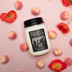 13oz Farmhouse Mason Jar Peaches & Poppies