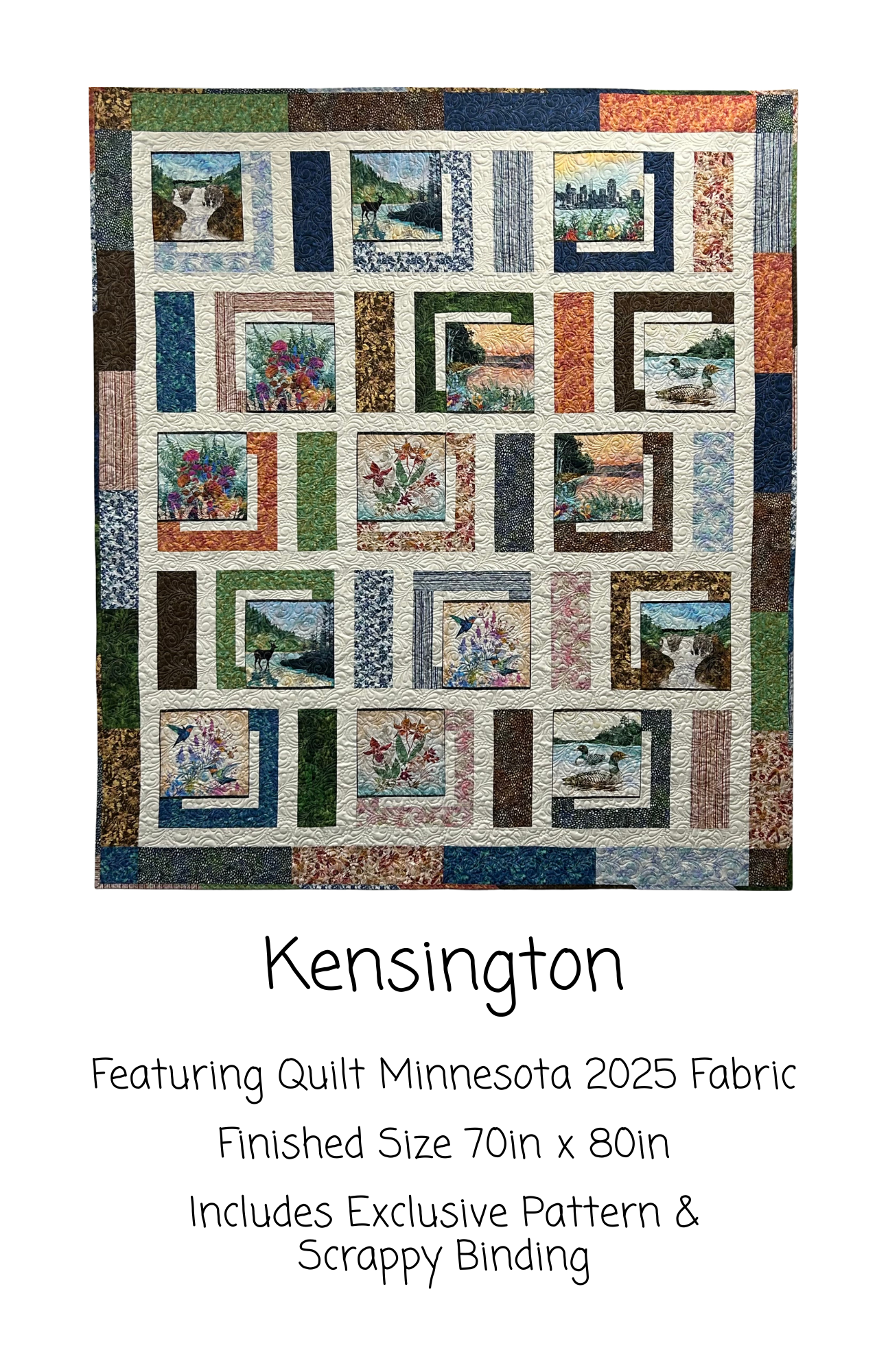 Kensington Quilt Minnesota Kit, 70x80, Pattern & Binding Included