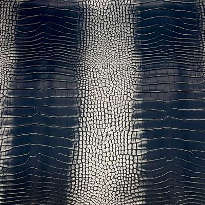 Faux Crocodile-Navy/Silver 18 in x 54 in