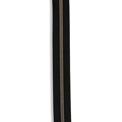 No. 5 Zipper Tape 1 1/4 in Black/Bronze