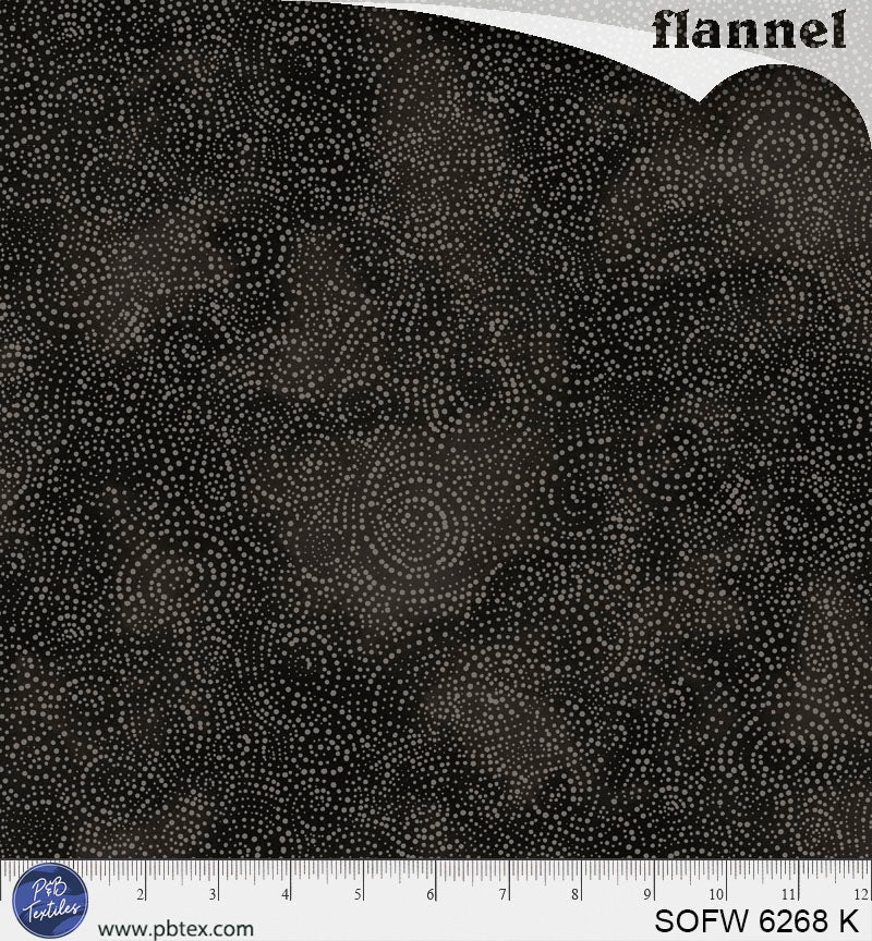 108" Solstice Flannel Serene Swirls Black