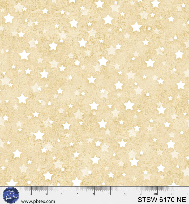 108" Star Spangled Allover Americana Stars Beige