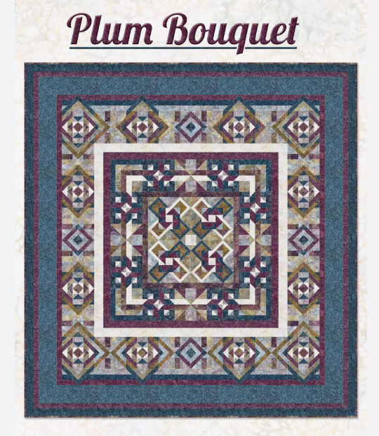 Plum Bouquet, 92x98, Pattern & Binding Included