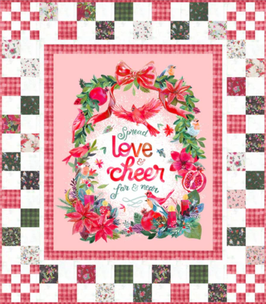 All Is Calm Love & Cheer Panel Kit, 56.5 x 64.5, Pattern & Binding Included