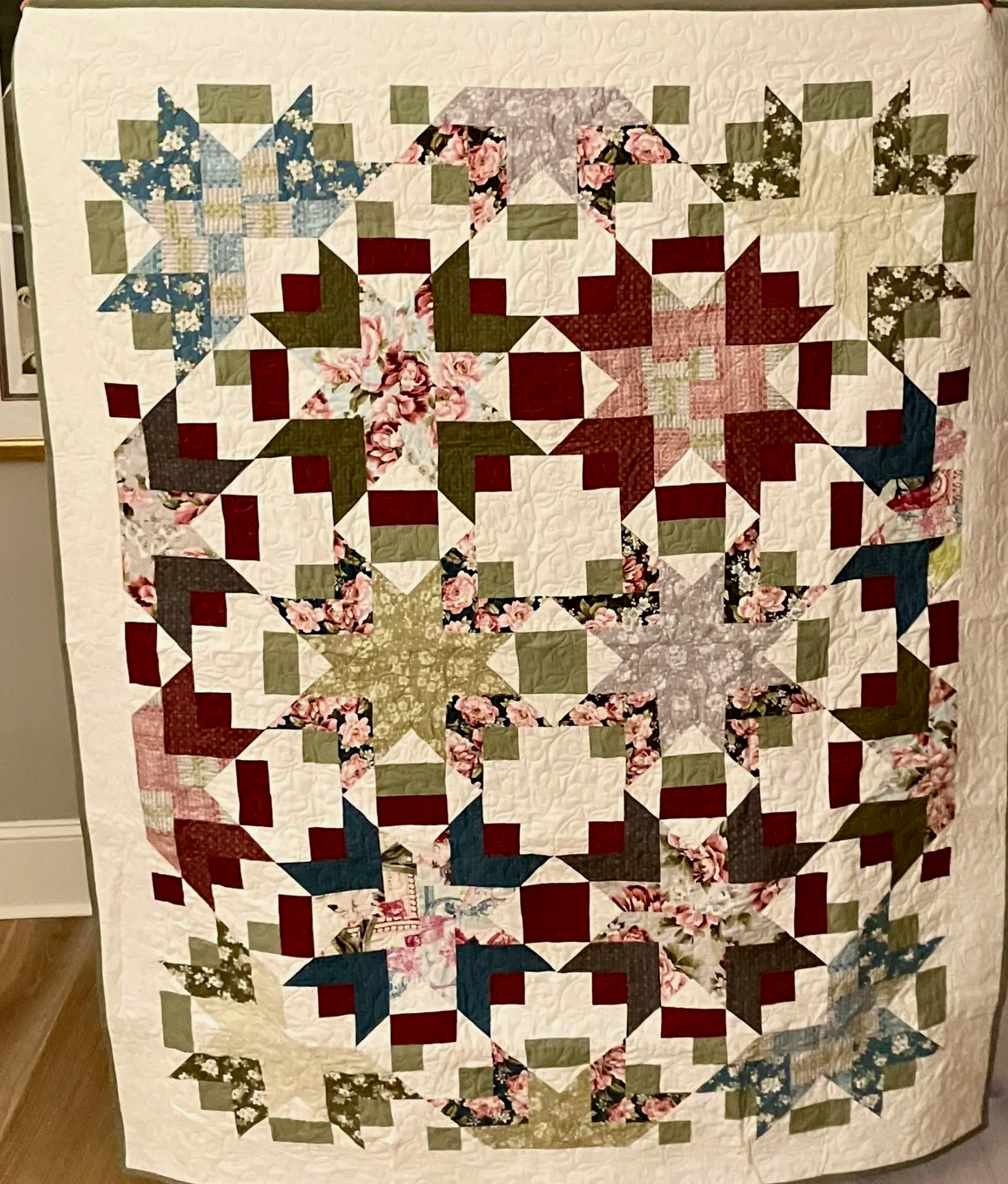 Mystery Five-O Aloha Camellia Bouquet Kit, 56x72, Pattern & Binding Included