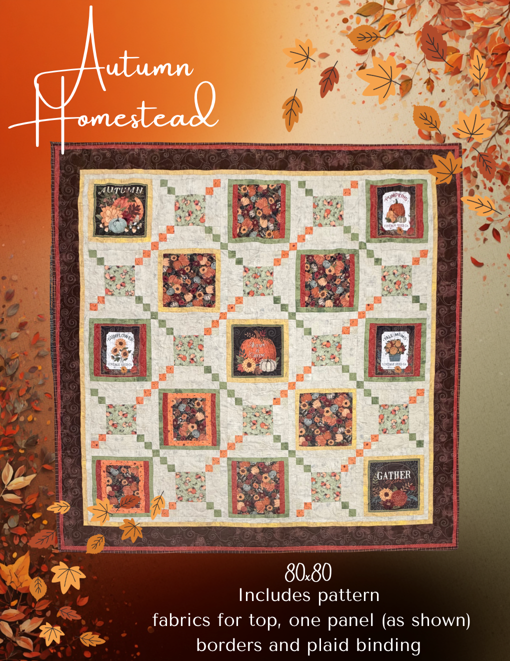Autumn Homestead Kit, Pattern & Binding Included