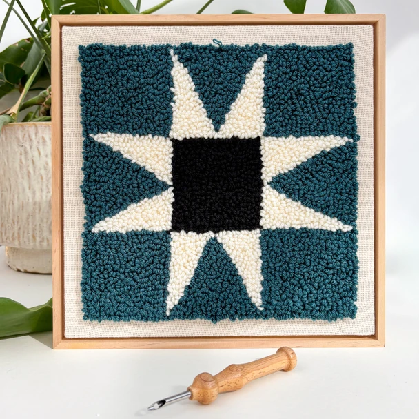 Sawtooth Quilt Star Punch Needle Frame Kit