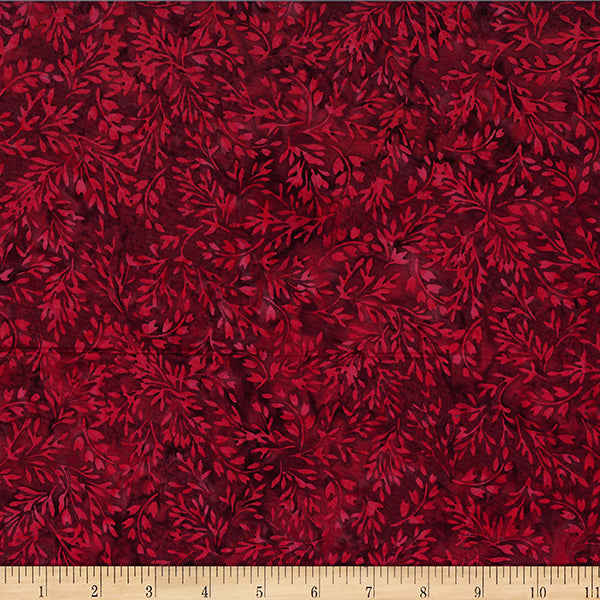Bali Batik Packed Foliage - Garnet