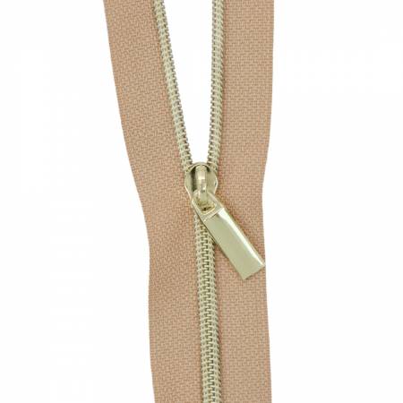 Natural #3 Nylon Gold Coil Zippers: 3 Yards with 9 Pulls