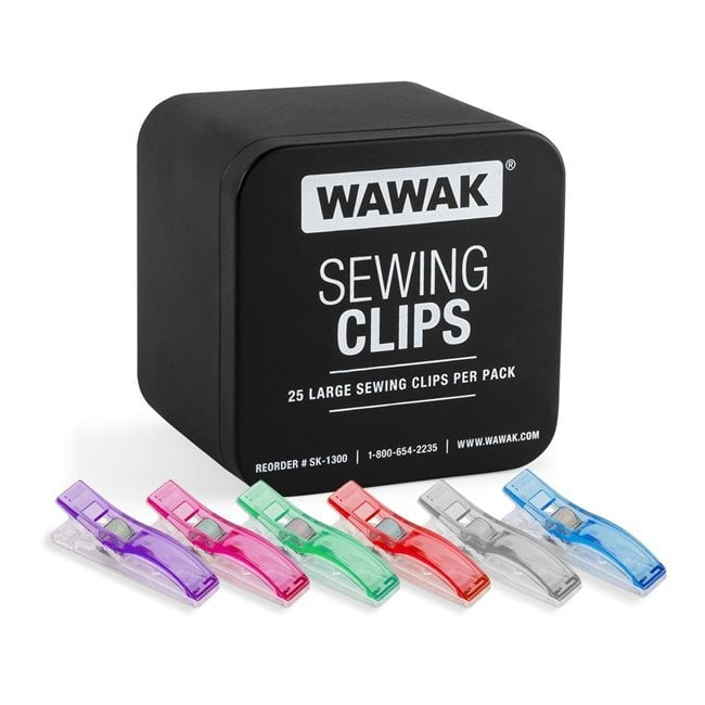 25 PCS. WAWAK Plastic Sewing Clips - Large - 2 1/4" x 1/2" - Assorted Colors