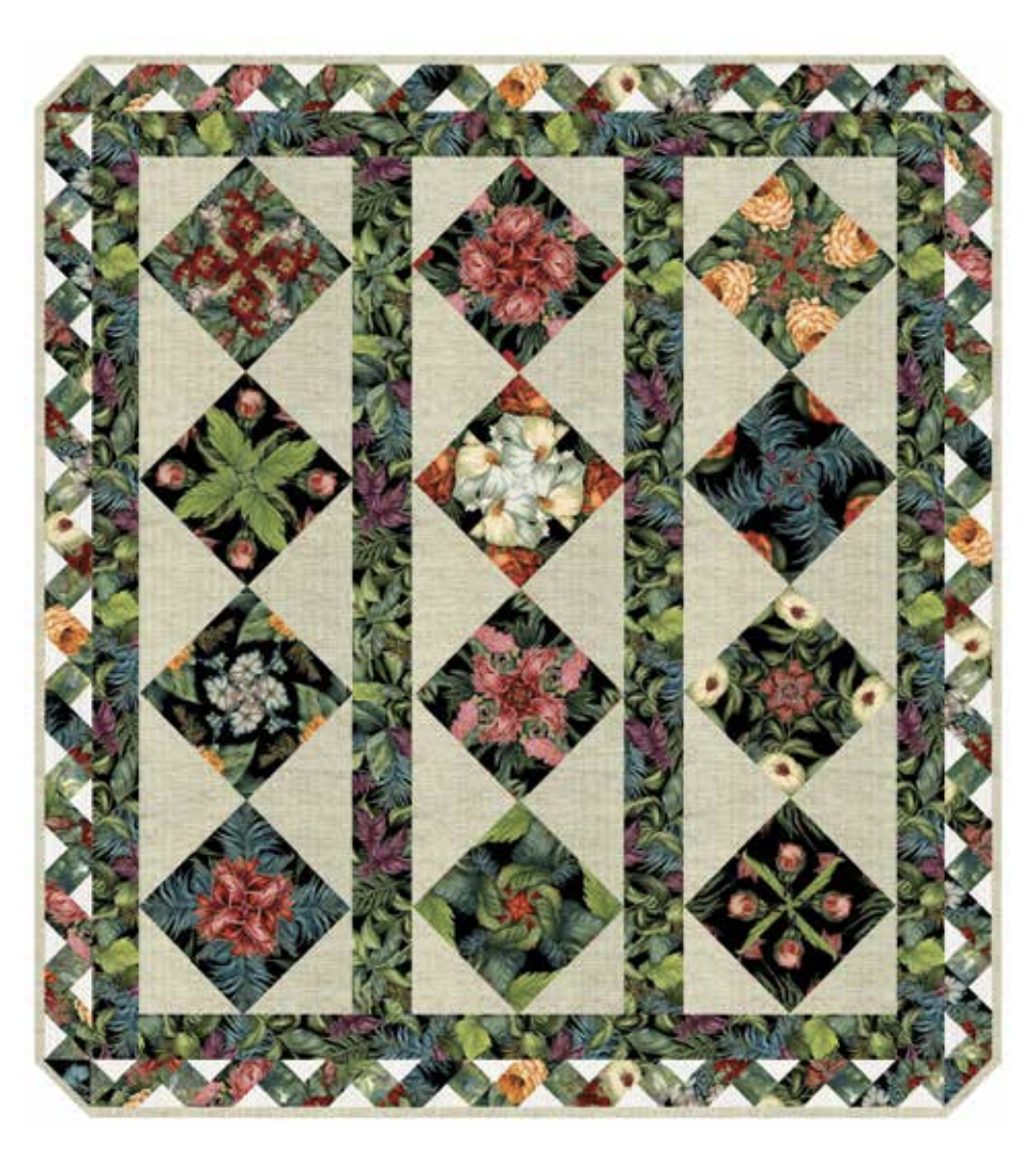 Twisted Garden Kit, 50 1/2" x 55 1/2", Pattern & Binding Included