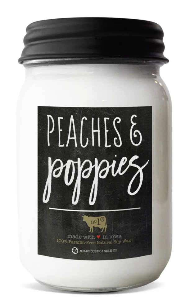 13oz Farmhouse Mason Jar Peaches & Poppies