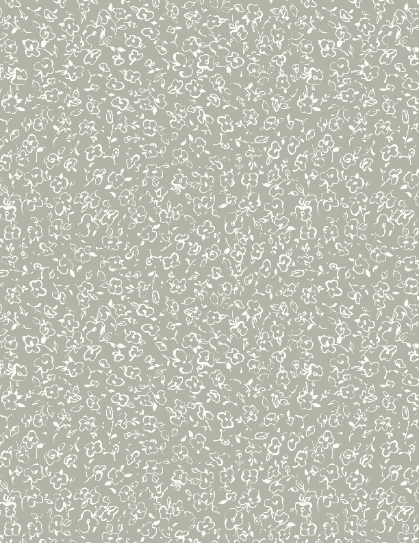 Floral Doodle Green/Ivory