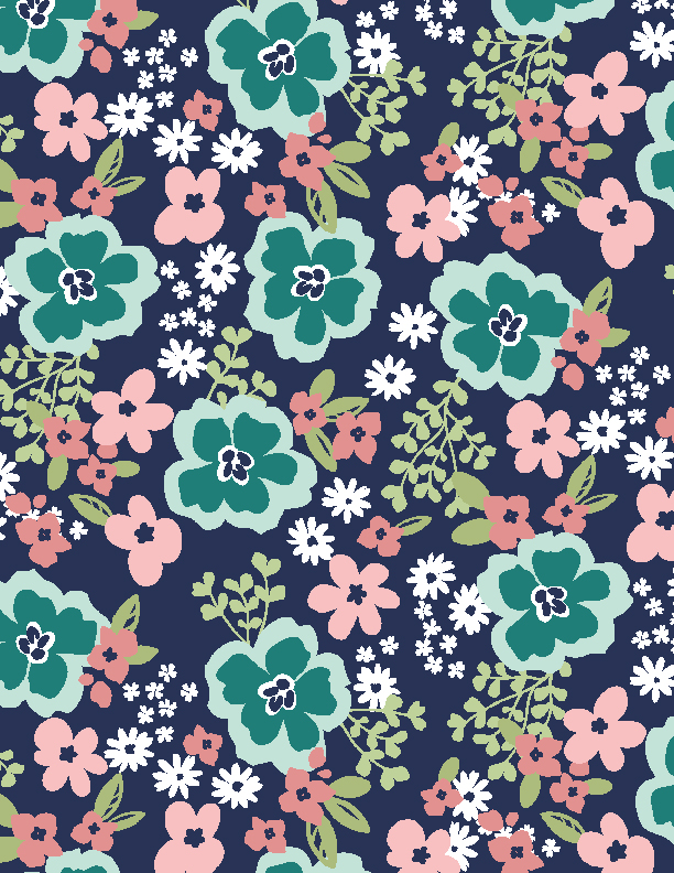 Navy Large Floral