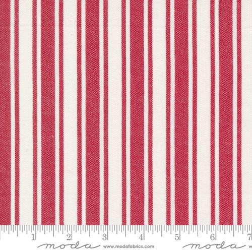 Woven White Red Stripes