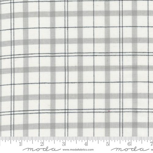 Woven White Grey Plaid