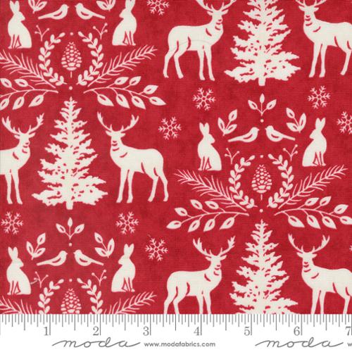 Cardinal Red Woodland Damask