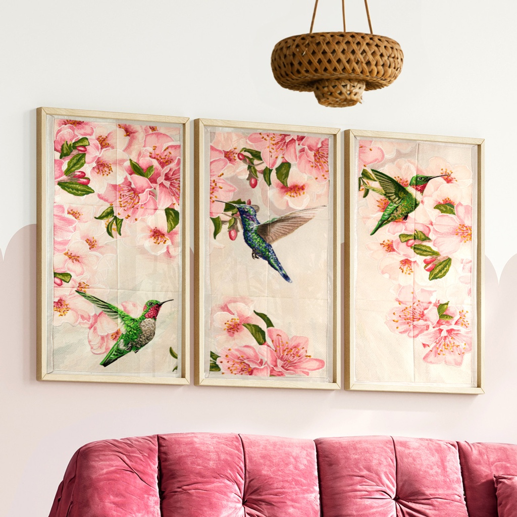 Spring Hummingbirds Tiling Scene by Dona Gelsinger