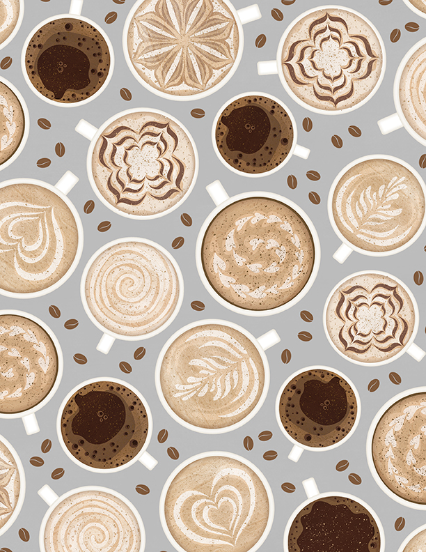 Coffee Art All Over Gray