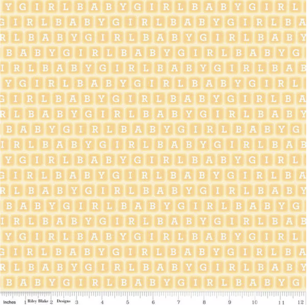 Flannel Baby Girl Blocks Yellow