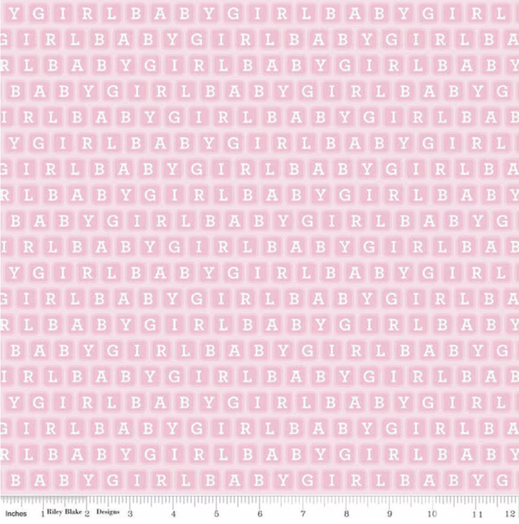 Flannel Baby Girl Blocks Pink