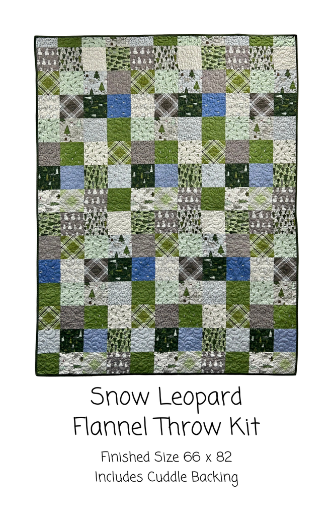 Snow Leopard Flannel Throw Kit 66x82