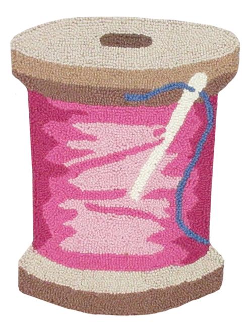 Wool Hook Pillow Spool Pink Thread