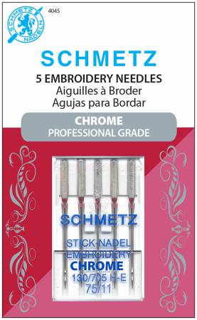 Chrome Embroidery Schmetz Needle 5 ct, Size 75/11