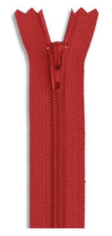 22" #3 Nylon Dress Zipper Red